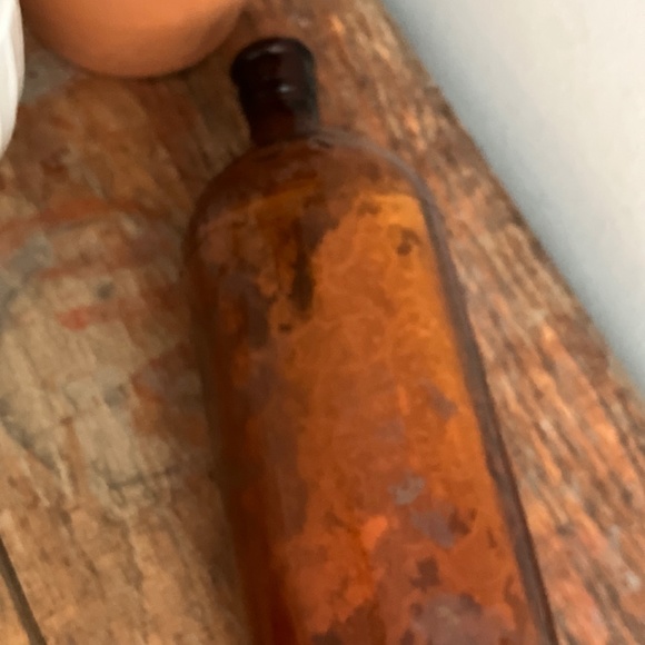 Antique Vintage Clorox Amber Brown Orange Glass Bottle Skinny Neck 16 Ounce - Picture 8 of 8